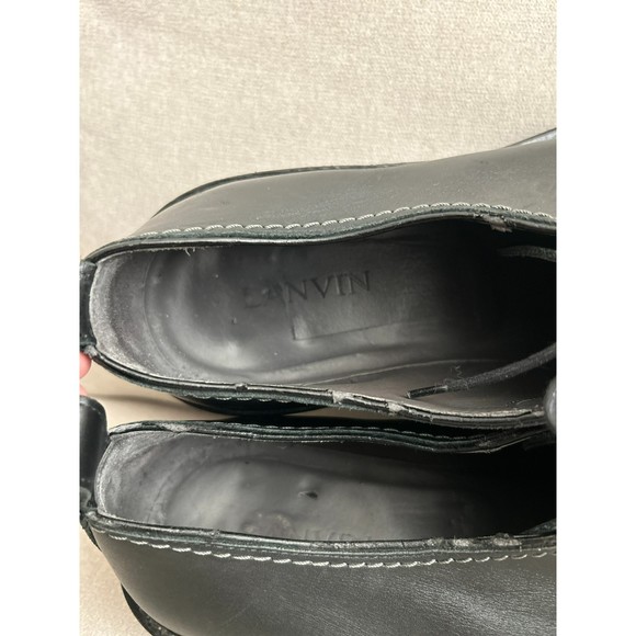 LANVIN Lace Up And Monkstrap Leather Black oxford loafers size 12 - Picture 13 of 16